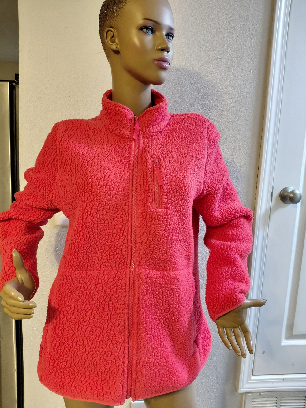Women's Plush Full-Zip Fleece Jacket - Pink